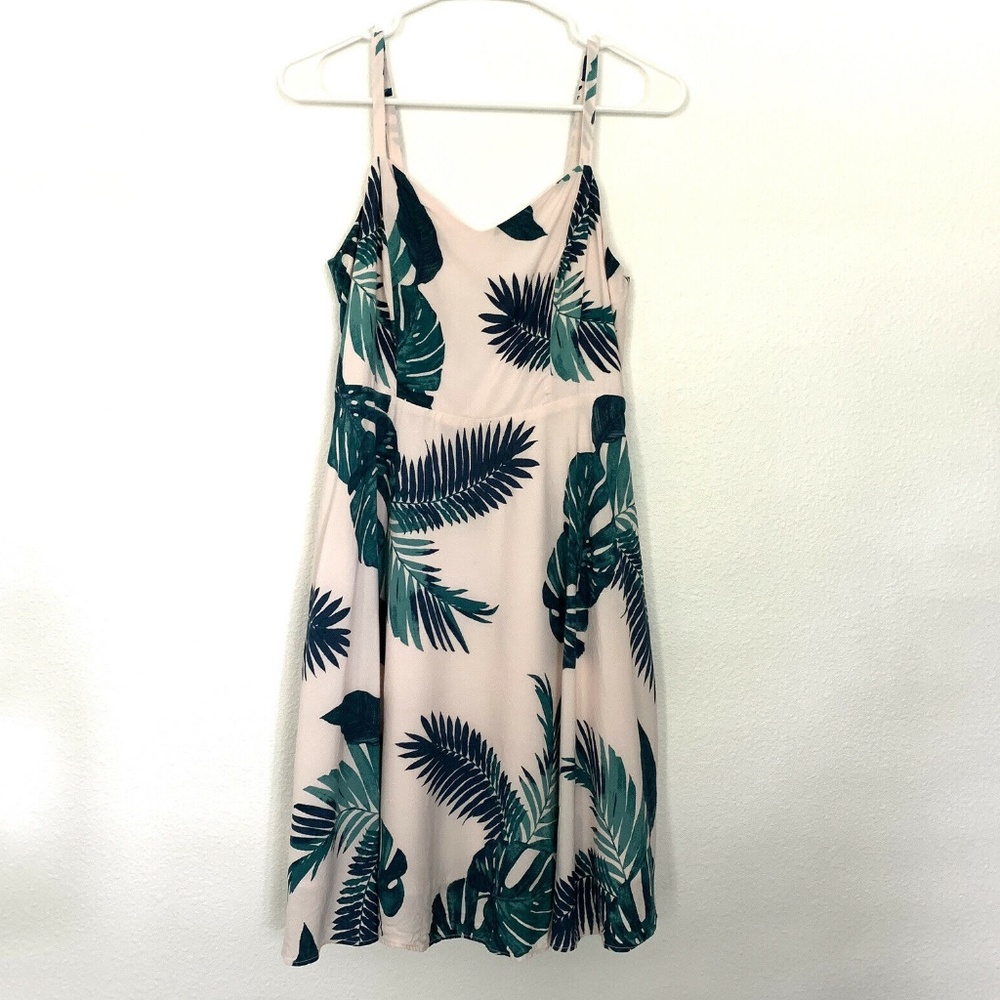 Old Navy Pink Green Leaf Print Cami Dress - Picture 2 of 7